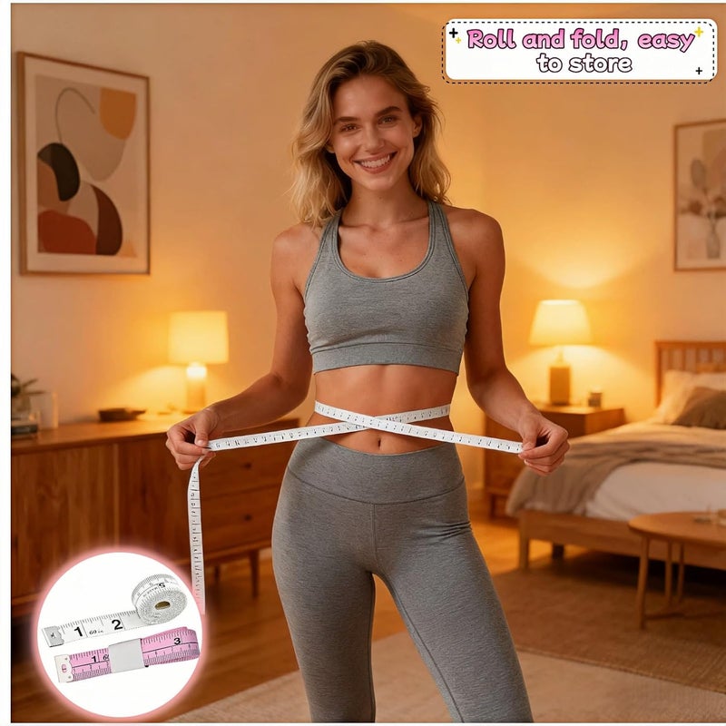 BUBBLE-FLY Professional Dual Scale Measuring Tape Set, 60 Inch/150 CM,2-Pack 60" Soft Flexible Tape Measure, Dual Scale Pink & White for Body & Fabric Sewing Tailoring Craft - Image 3